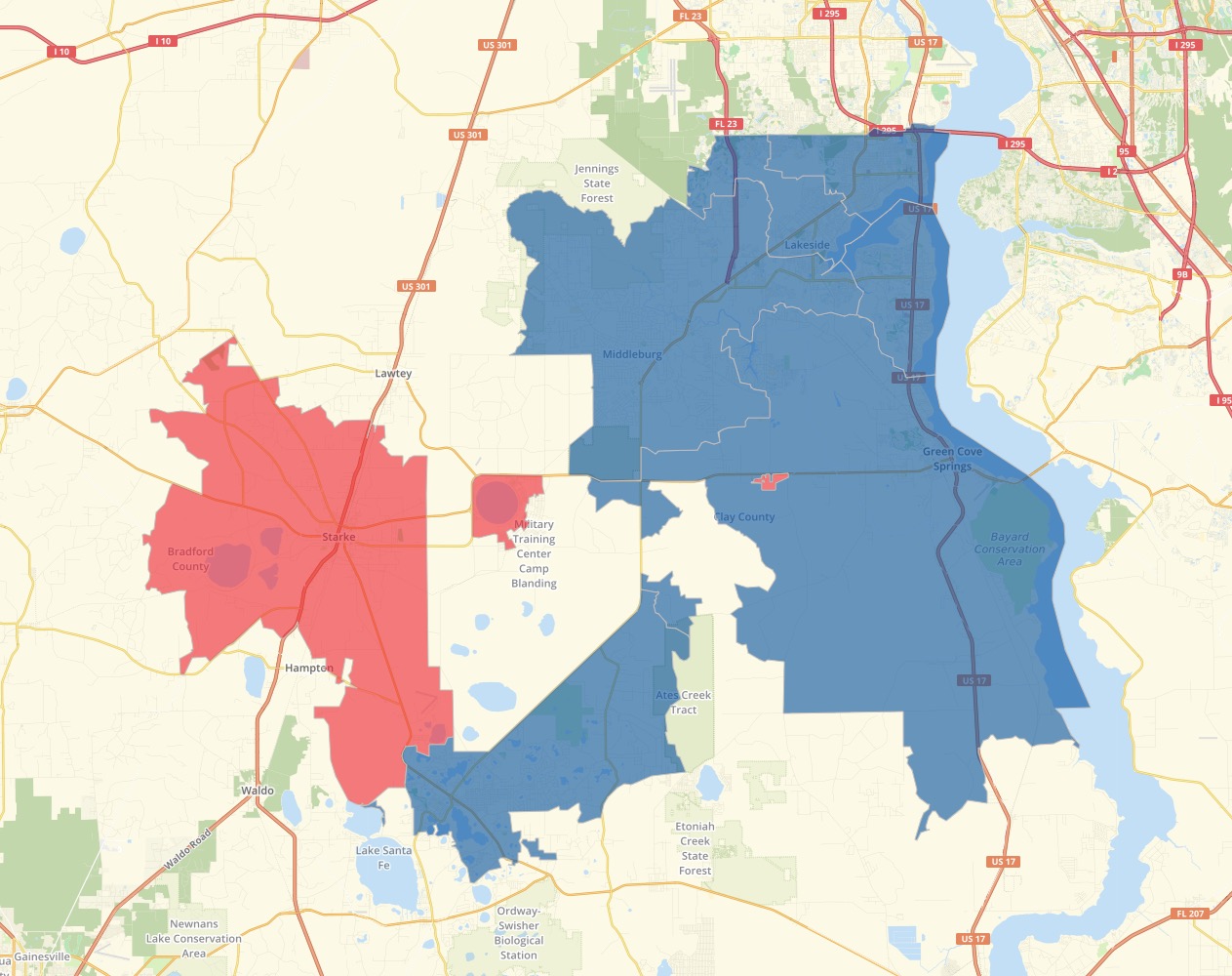 Clay County Results Map
